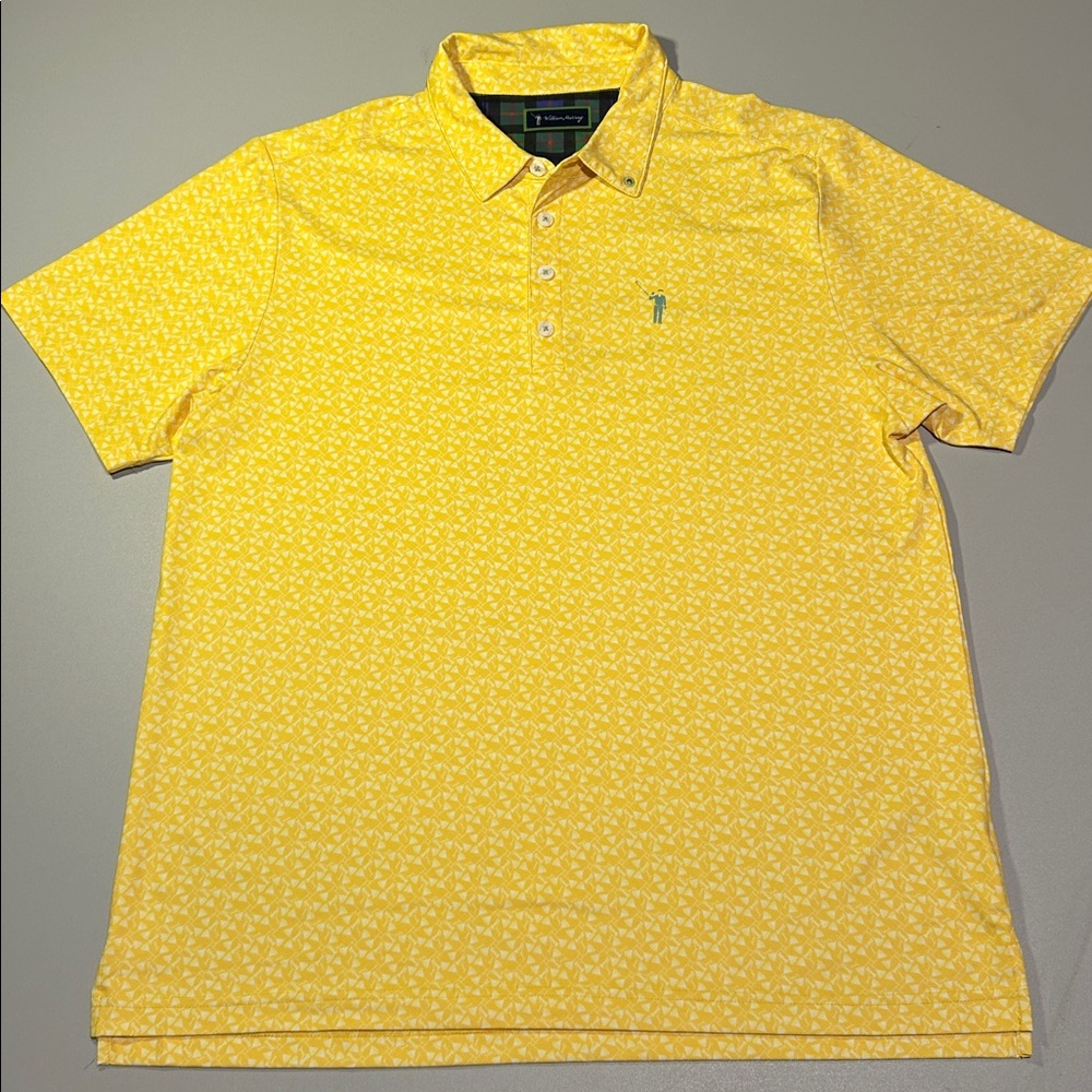 William Murray Golf Polo Large Yellow Martini Pattern
